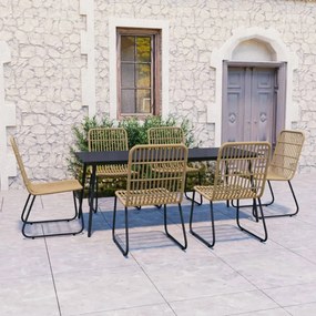 vidaXL 7 pcs conjunto de jantar para exterior vime PE e vidro