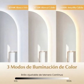 Espelho 90x55 cm ovalado iluminado de parede para casa de banho  retroiluminado LED 3 modos cor ajustável antiembaciamento vidro temperado HD sem mold