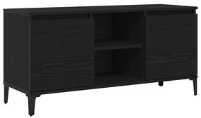 Armário de TV vidaXL Preto Carvalho 102x35x50 cm de Madeira de Engenha