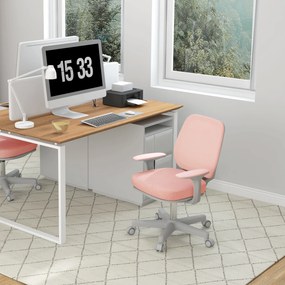 Cadeira de escritório, cadeira de escritório ergonómica em malha, altura ajustável, 55 x 48 x 82,5–94,5 cm, rosa