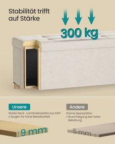 Banco com espaço de arrumação 38 x 110 x 40 cm bege