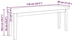 Banco 110 cm madeira seringueira maciça branco