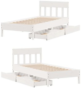 Cama sem colchão 100x200 cm madeira de pinho maciça branco