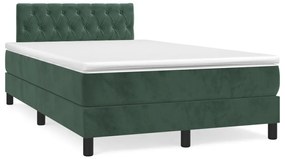 Cama boxspring com colchão 120x190 cm veludo verde-escuro