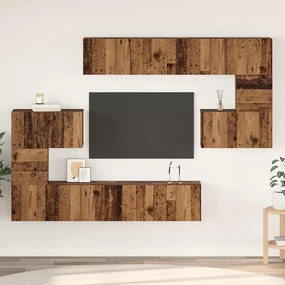 Conjunto de móvel de TV 8 pcs Madeira antiga 80 x 30 x 30 cm