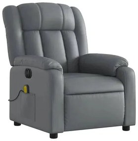 Poltrona de Massagens, Reclinável e Elétrica - Couro Artificial - Cinz