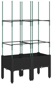 Vaso/floreira de jardim c/ treliça 80x40x142,5 cm PP preto