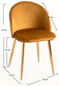 Pack 6 Cadeiras Vint Veludo Golden - Amarelo