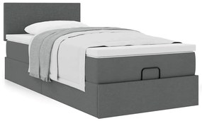 Cama otomana com colchão 90x200 cm tecido cinzento escuro
