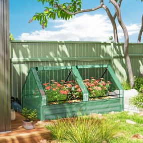 Floreira Exterior Grande com Mini Estufa com Base Aberta para Jardim Terraço Varanda 185x95x92 cm Cinzento e Verde