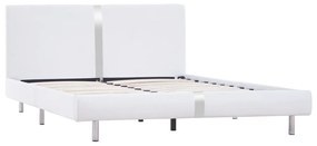 Estrutura de cama sem colchão 135x190cm couro artificial branco