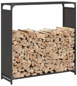 Suporte para lenha 90x28x90 cm aço laminado a frio preto