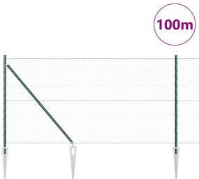 Cerca Hexagonal vidaXL Verde 1x100 m Aço