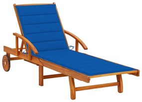 vidaXL Espreguiçadeira de jardim com almofadão madeira acácia maciça