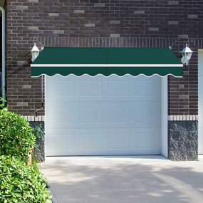 Toldo retrátil 295 x 250 cm com manivela manual para parede Porta Janel Verde