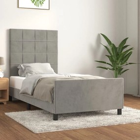 Estrutura de cama sem colchão 100x200 cm veludo cinzento-claro