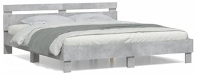 vidaXL Estrutura de cama c/ cabeceira derivados madeira cinza-cimento