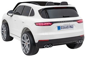 Carro elétrico para Crianças 12V Porsche Cayenne S Rodas de EVA, Assento de couro Branco Pintado