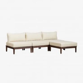 Sofá De Jardim Modular De 3 Peças E Pufe Giulia Em Acácia Crema - Sklum