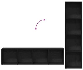 Estantes 3 pcs Carvalho Preto 36x30x143 cm Madeira engenheirada