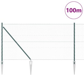 Cerca Hexagonal vidaXL Verde 1,4x100 m Aço