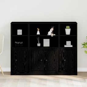 Armário Alto Carvalho Preto 132x35,5x103,5 cm Madeira de engenharia