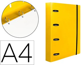 Arquivo Con Recarga Y Solapa A4 Cuadro 5mm 100 Folhas 80g Polipropileno 4 Anillas 40mm Amarelo Fluor