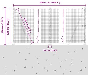 Cerca de Fio Soldado com 13 Postes Flangeados Cinza 1.2x50 m Aço