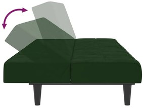 Sofá-cama de 2 lugares veludo verde-escuro