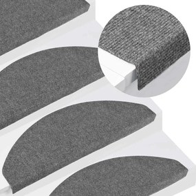 vidaXL Tapetes de escada adesivos 30 pcs 65x22,5x3,5 cm cinzento
