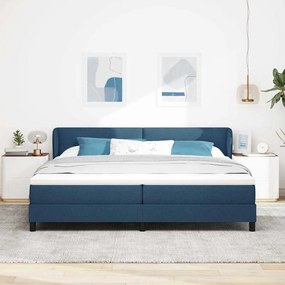 Cama Box Spring com Colchão Azul 200x200 cm Tecido