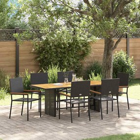 vidaXL Conjunto de Jantar para Jardim de 7 Peças Polirattan Preto