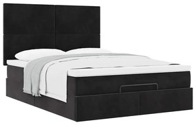 Estrutura de cama otomana com colchões 140x200 cm veludo preto