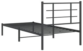 Estrutura de cama com cabeceira 90x190 cm metal preto