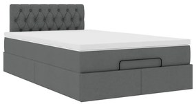Cama otomana com colchão 120x200 cm tecido cinzento escuro