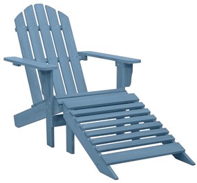 Cadeira Adirondack para jardim com otomano abeto maciço azul