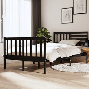 Estrutura cama pequena casal 120x190 cm pinho maciço preto