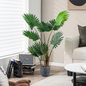 Palmeira Artificial de 120 cm Planta Tropical Falsa com vaso 8 Folhas Realista Manutenção Grátis Decorativo para Escritório Casa