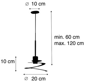 Candeeiro de suspensão de design com cúpula em espiral de 20 cm - Scroll Design,Moderno