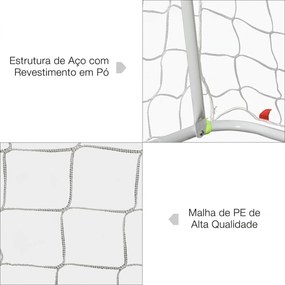 Baliza de Futebol com Estrutura Metálica e Rede para Treino no Jardim ao Ar Livre 186x62x123 cm Amarelo