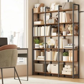 Estante com prateleiras abertas 24 x 128 x 187,1 cm Castanho vintage-preto