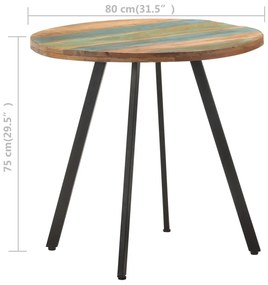 Mesa de jantar 80 cm madeira recuperada maciça