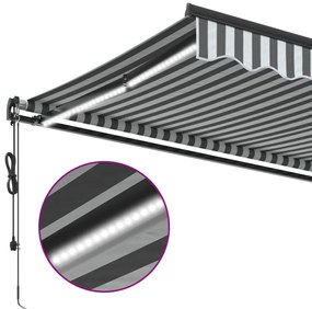 Toldo retrátil automático com LEDs 400x300 cm antracite/branco