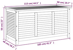 Caixa arrumação jardim c/ veneziana 113x50x56 cm acácia maciça