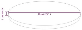 Tampo mesa redondo Ø70x1,5 cm carvalho tratado castanho-escuro