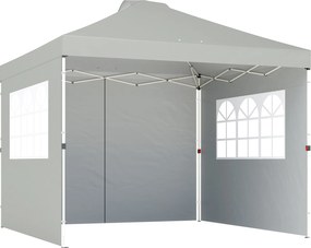 Outsunny Pavilhão 3x3 m Impermeável Altura Ajustável Pop-up Dobrável com 3 Paredes Laterais, Janelas, Ventilação, UV50+ Cinza Claro | Aosom Portugal