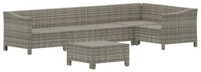 6 pcs conjunto lounge de jardim c/ almofadões vime PE cinzento