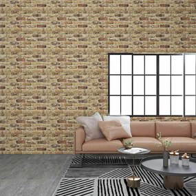 Painéis de parede 3D c/ design tijolos areia-escuros 10 pcs EPS
