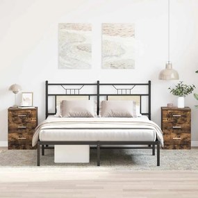Mesa de cabeceira 2 pcs 38x35x56 cm madeira cor carvalho fumado