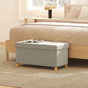 Banco de arrumação dobrável para colocar ao pé da cama, com 67 L de capacidade e 120 kg de carga máxima, com tampa, 76 L x 38 L x 38 A cm, cor creme